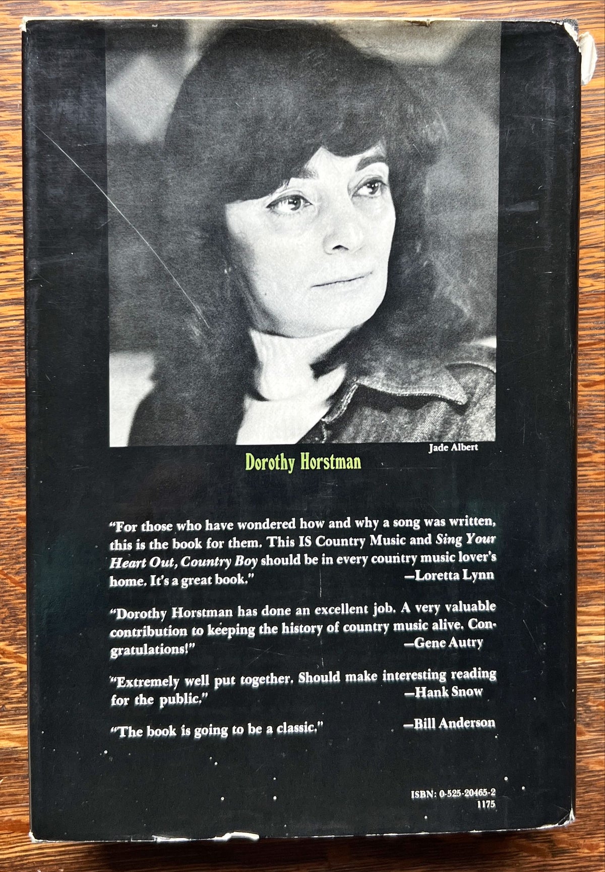 Book, Art History, Music, Dorothy Horstman, Sing Your Heart Out, Country Boy: Classic Country Songs and Their Inside Stories by the People Who Wrote Them, Back view