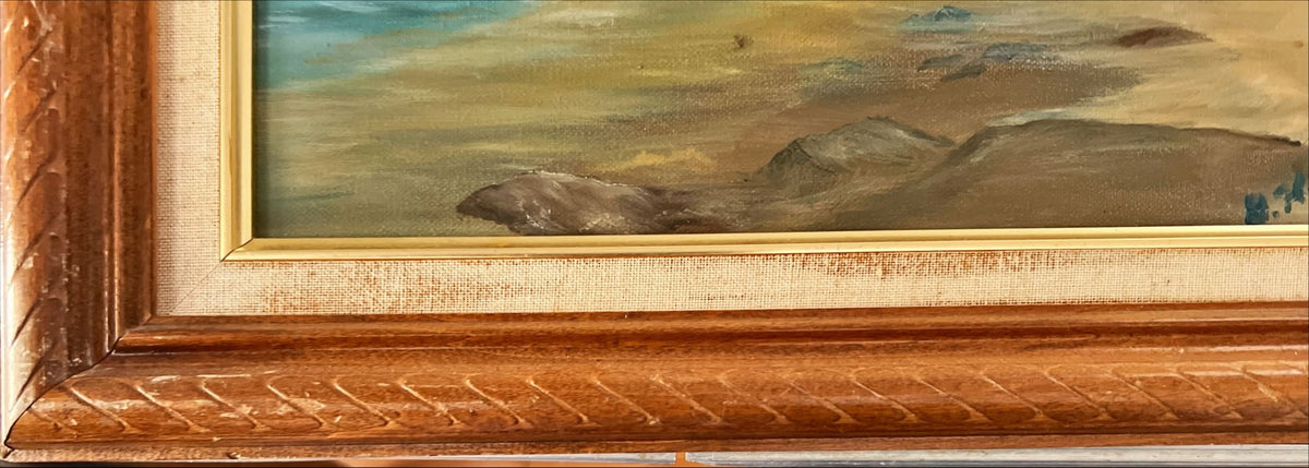 Mixed Media painting, Landscape, Lighthouses Unknown Artist, Damage view