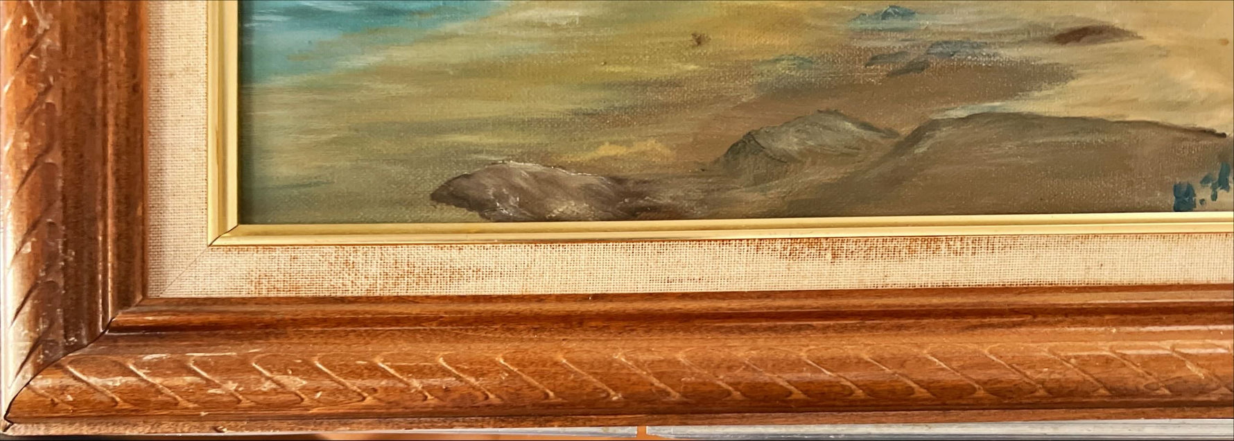 Mixed Media painting, Landscape, Lighthouses Unknown Artist, Damage view