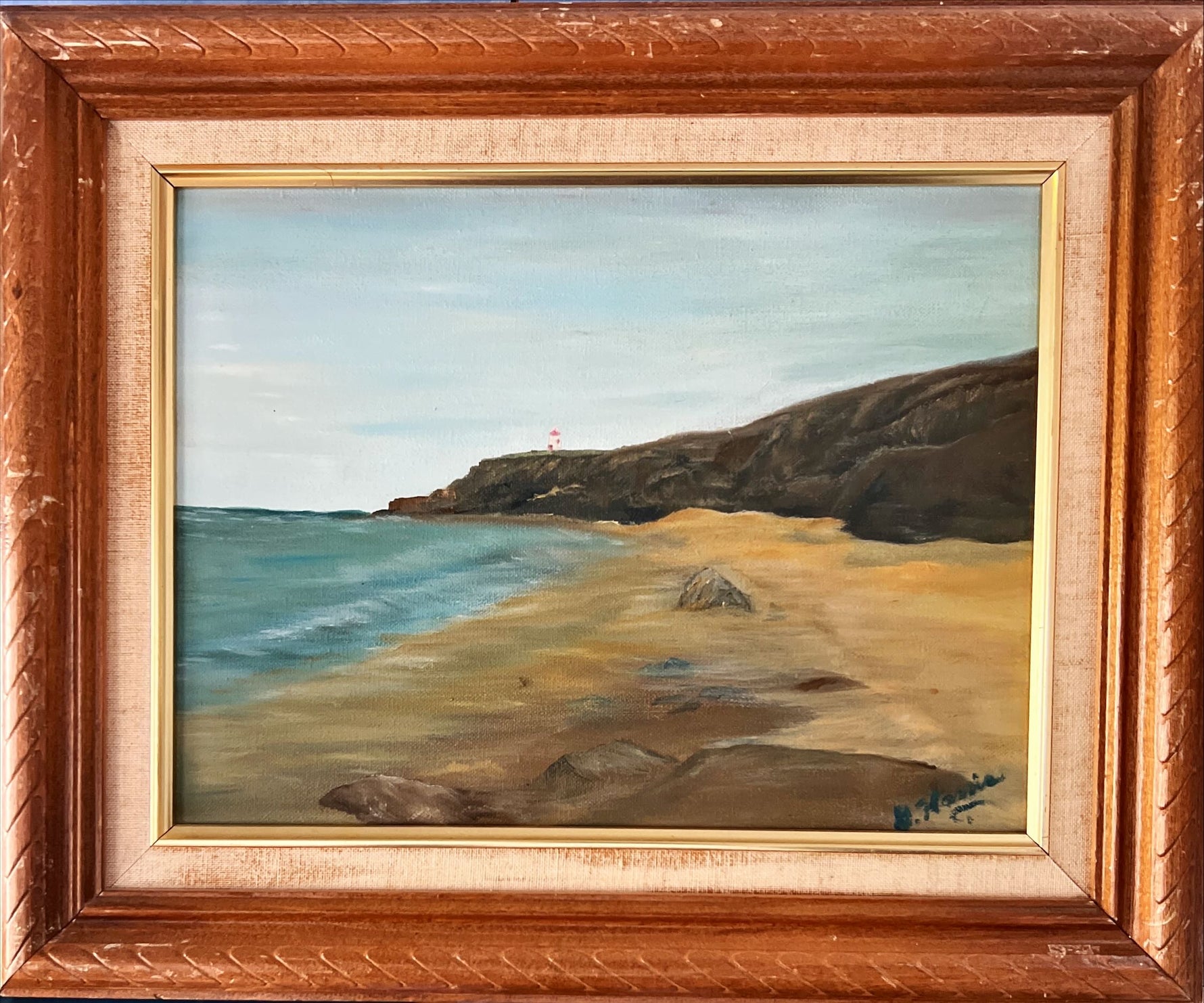 Mixed Media painting, Landscape, Lighthouses Unknown Artist, Front view