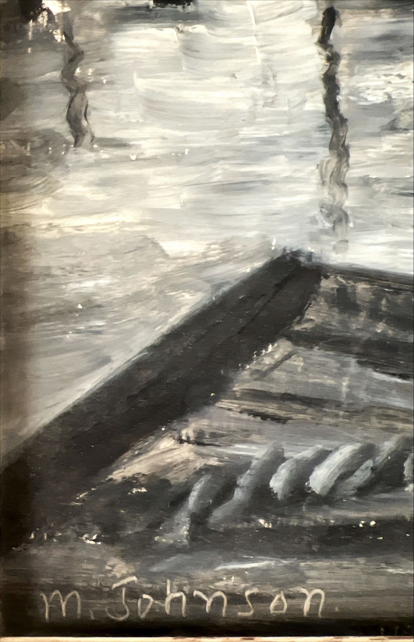 Mixed Media painting, Nautical May Johnson, Signature view