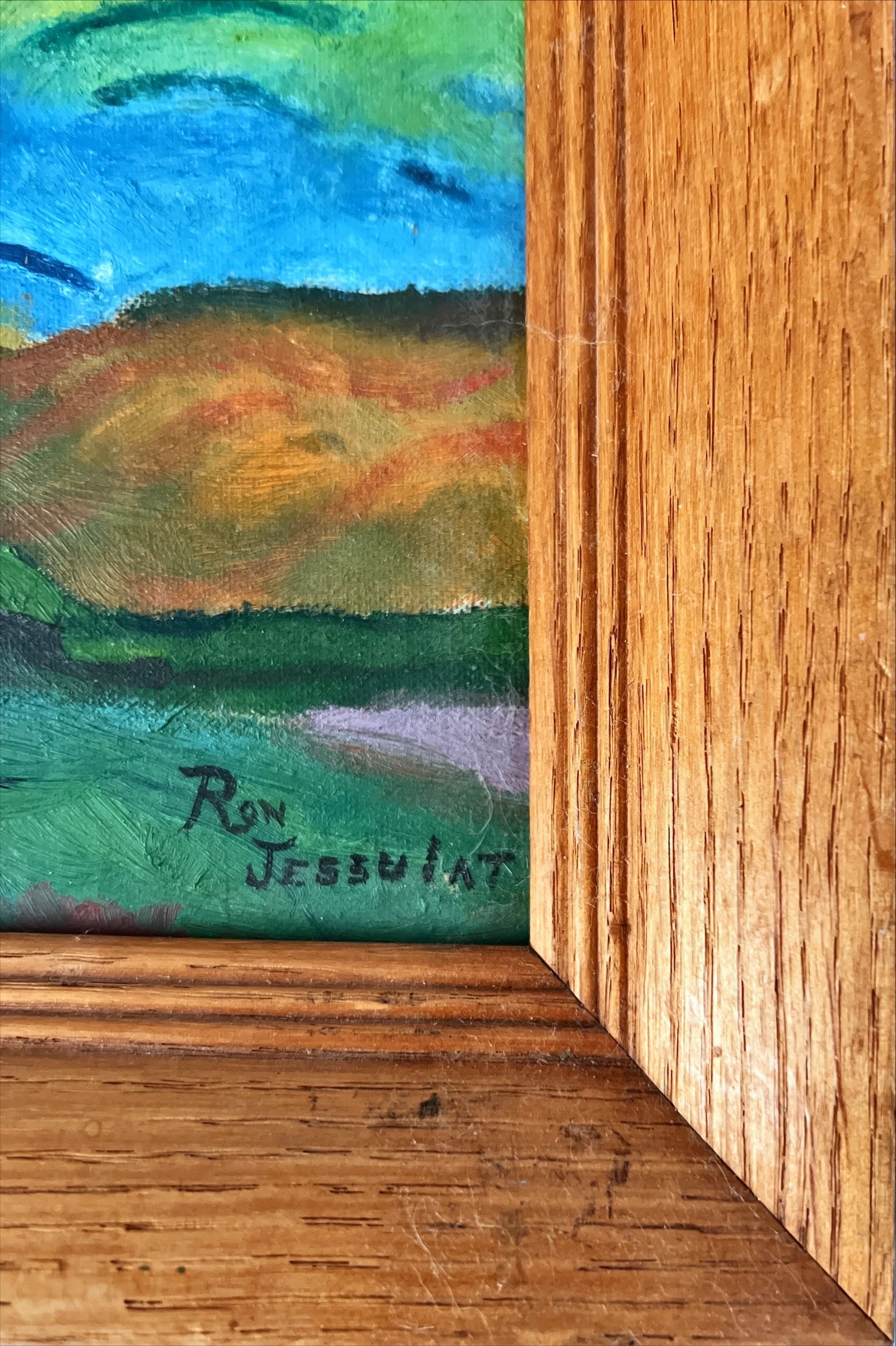 Oil painting, Floral Ron Jessullat, Damage1 view