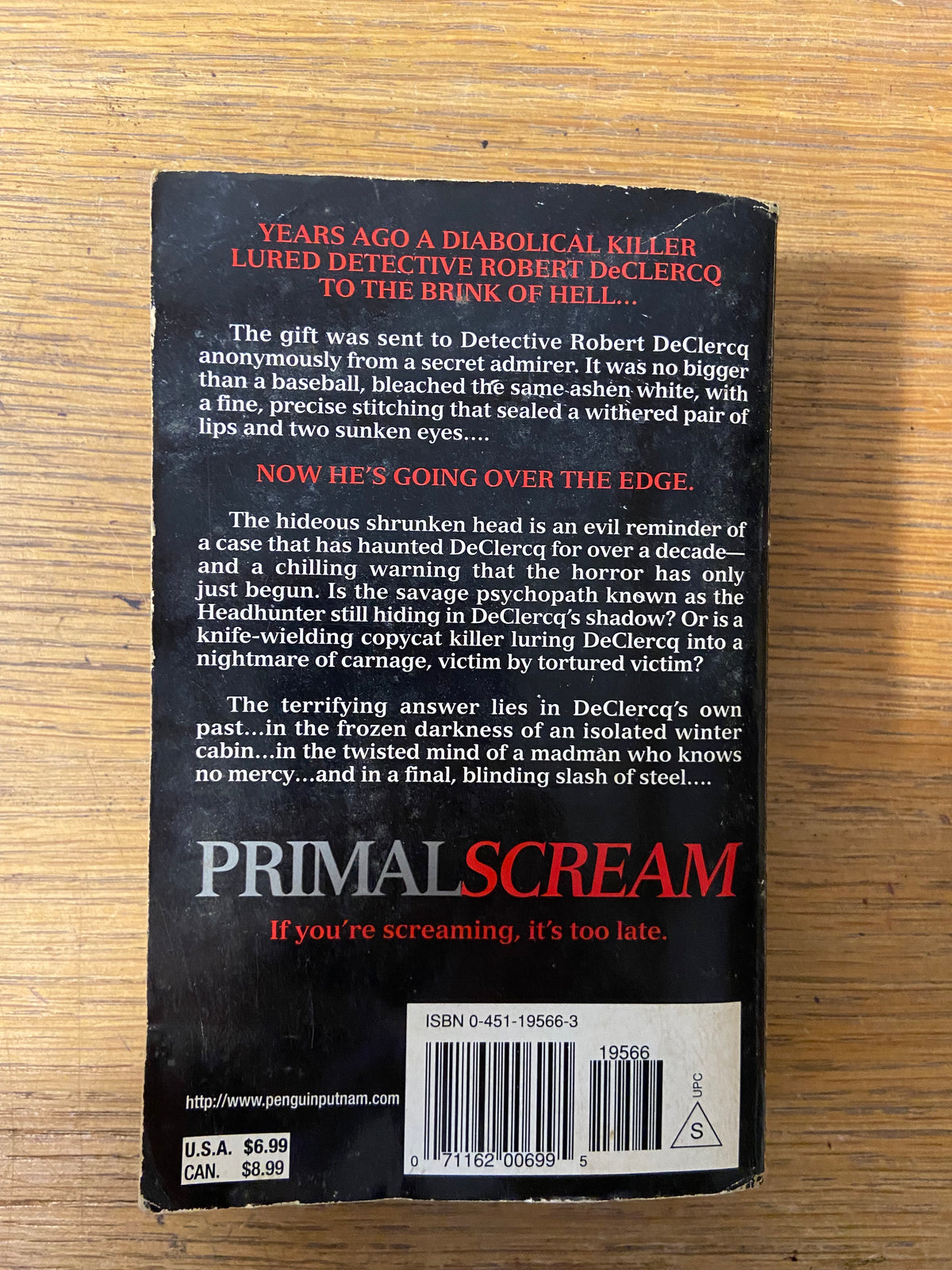 Book, Fiction, Michael Slade, Primal Scream, Back view