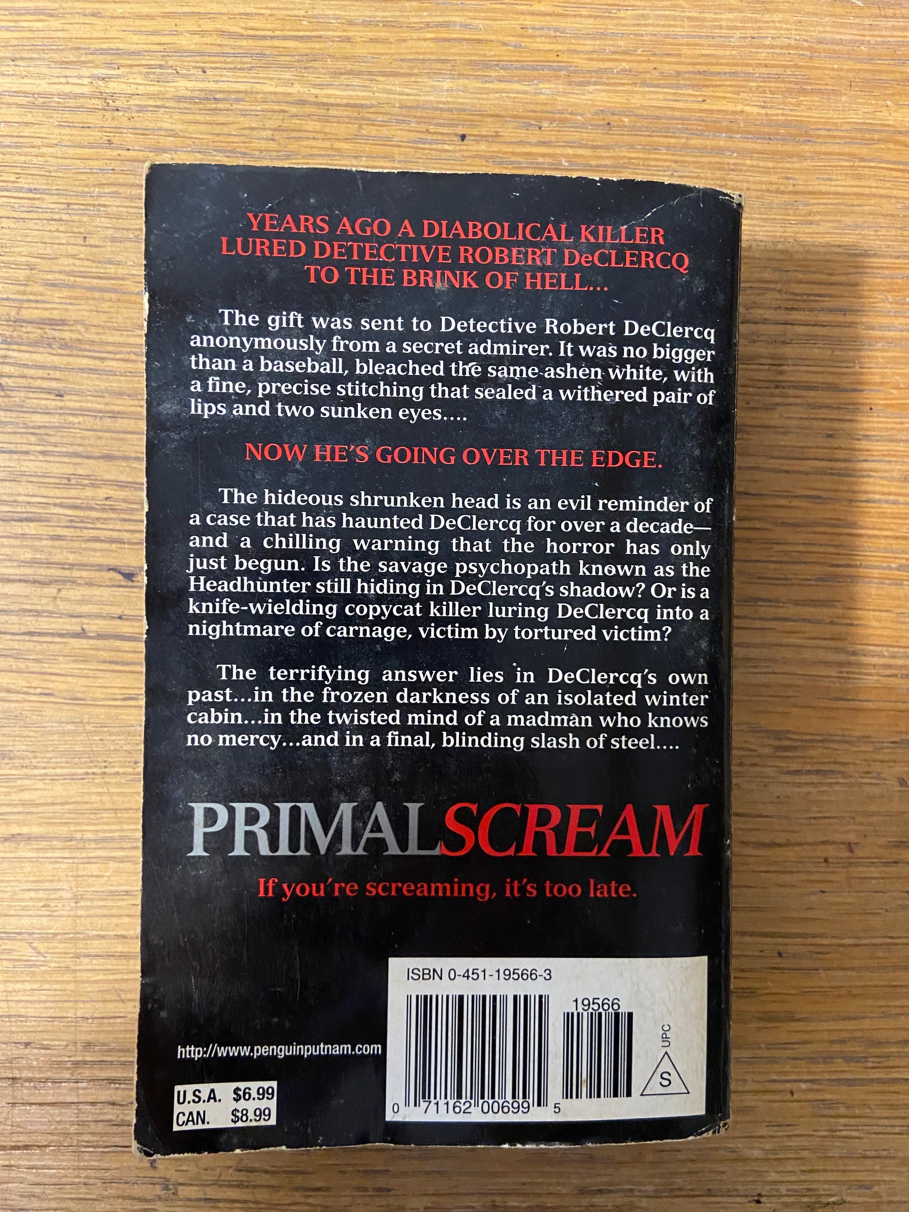 Book, Fiction, Michael Slade, Primal Scream, Back view