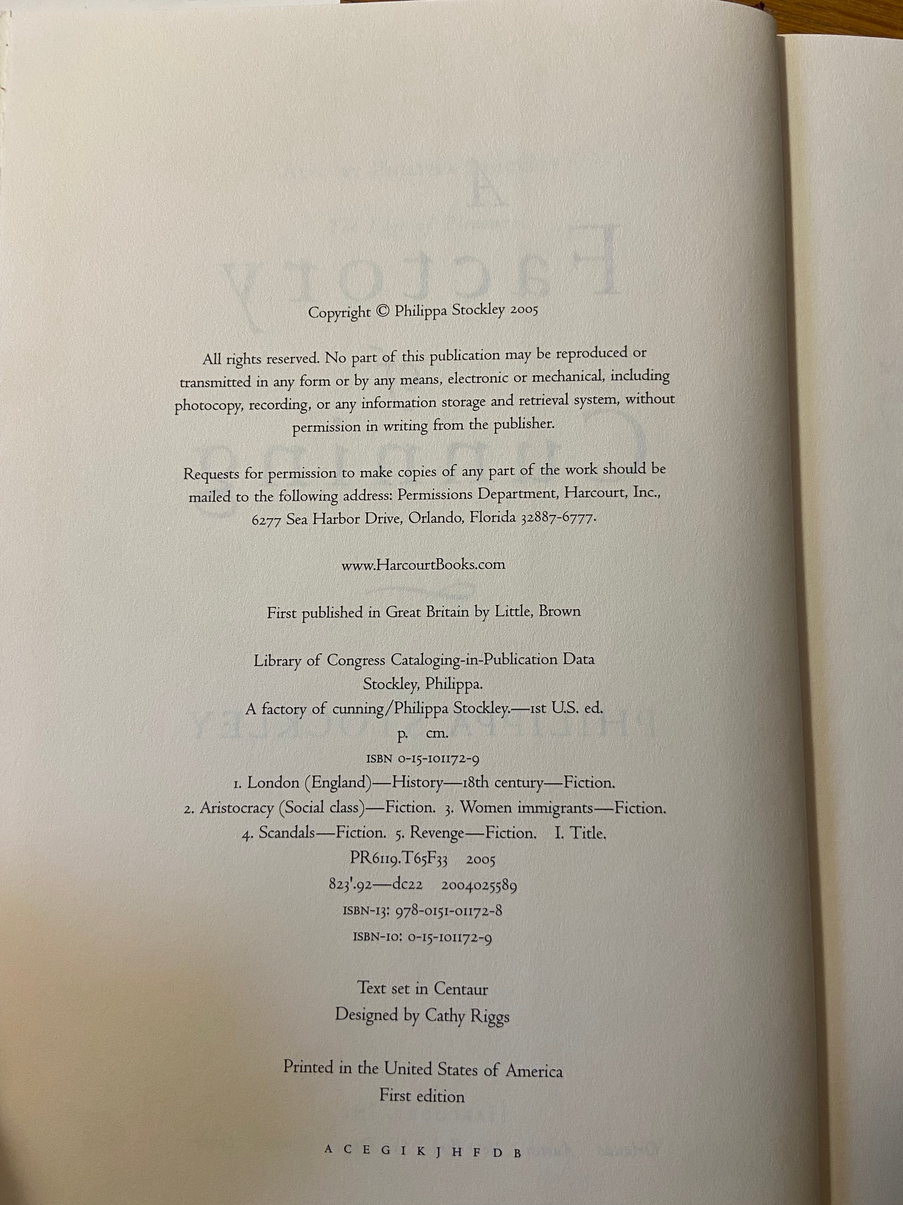 Book, Fiction, Phillippa Stockley, A Factory of Cunning, Inside view