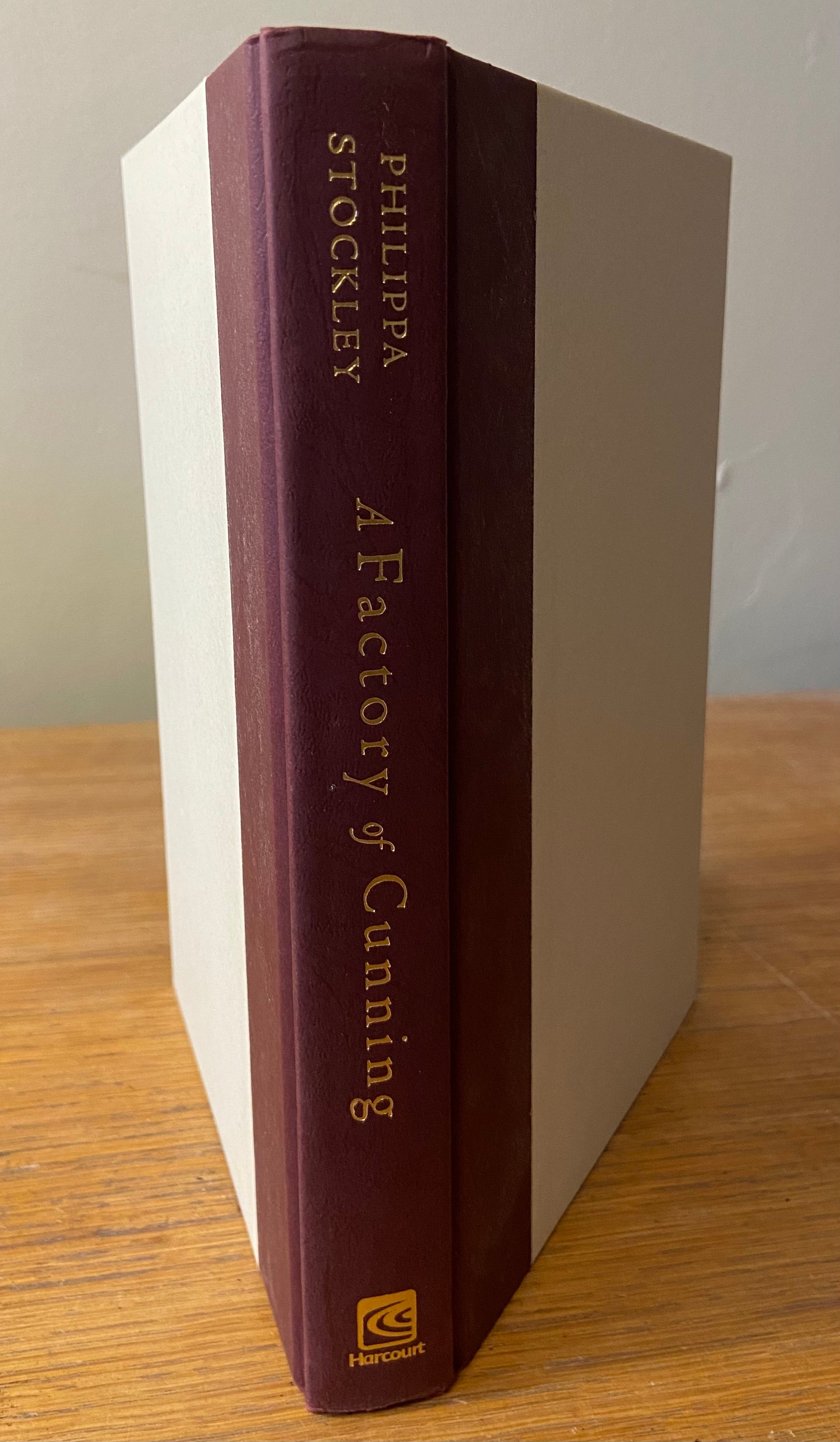 Book, Fiction, Phillippa Stockley, A Factory of Cunning, Spine view