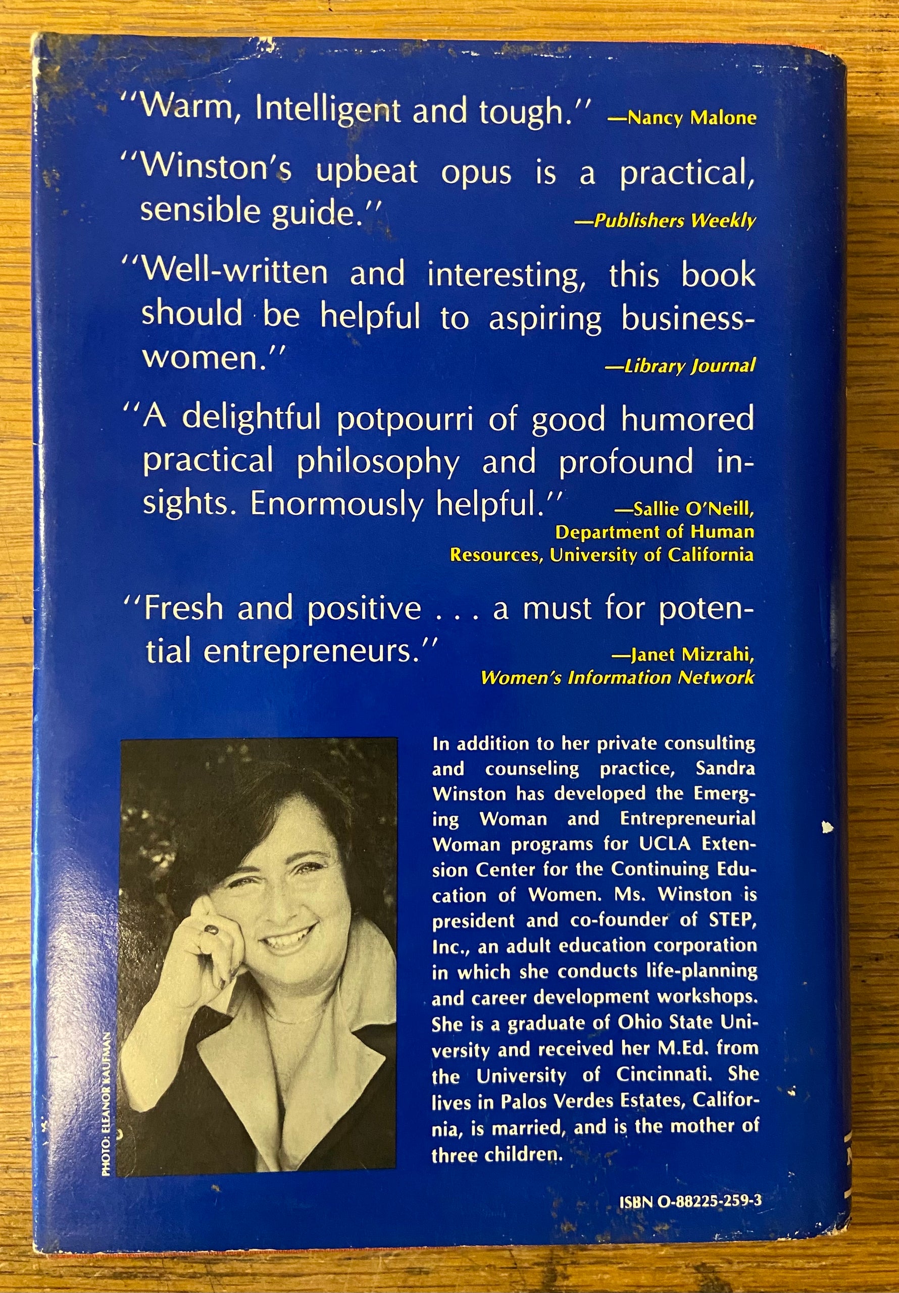 Book, Self Help, Sandra Winston, The Entrepreneurial Woman, Back view