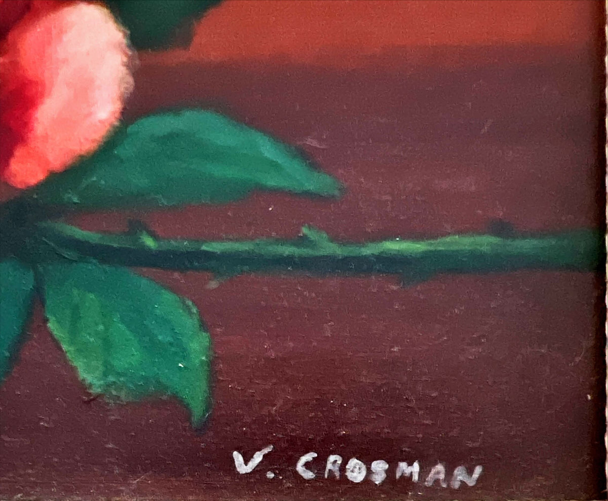 Oil painting, Floral V. Crosman, Signature view