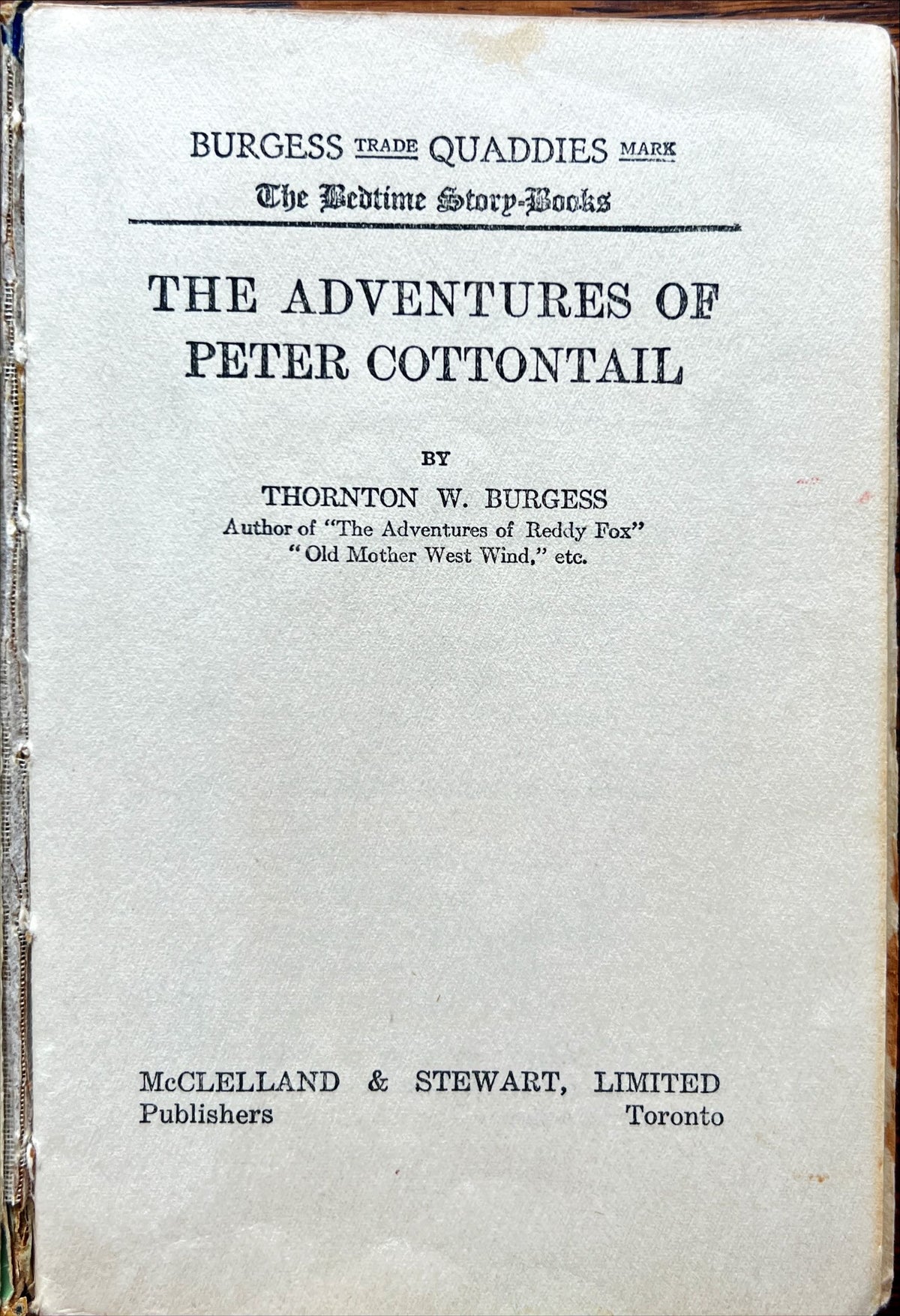 Book, Children, Thornton W. Burgess, The Adventures of Peter Cottontail, Inside view