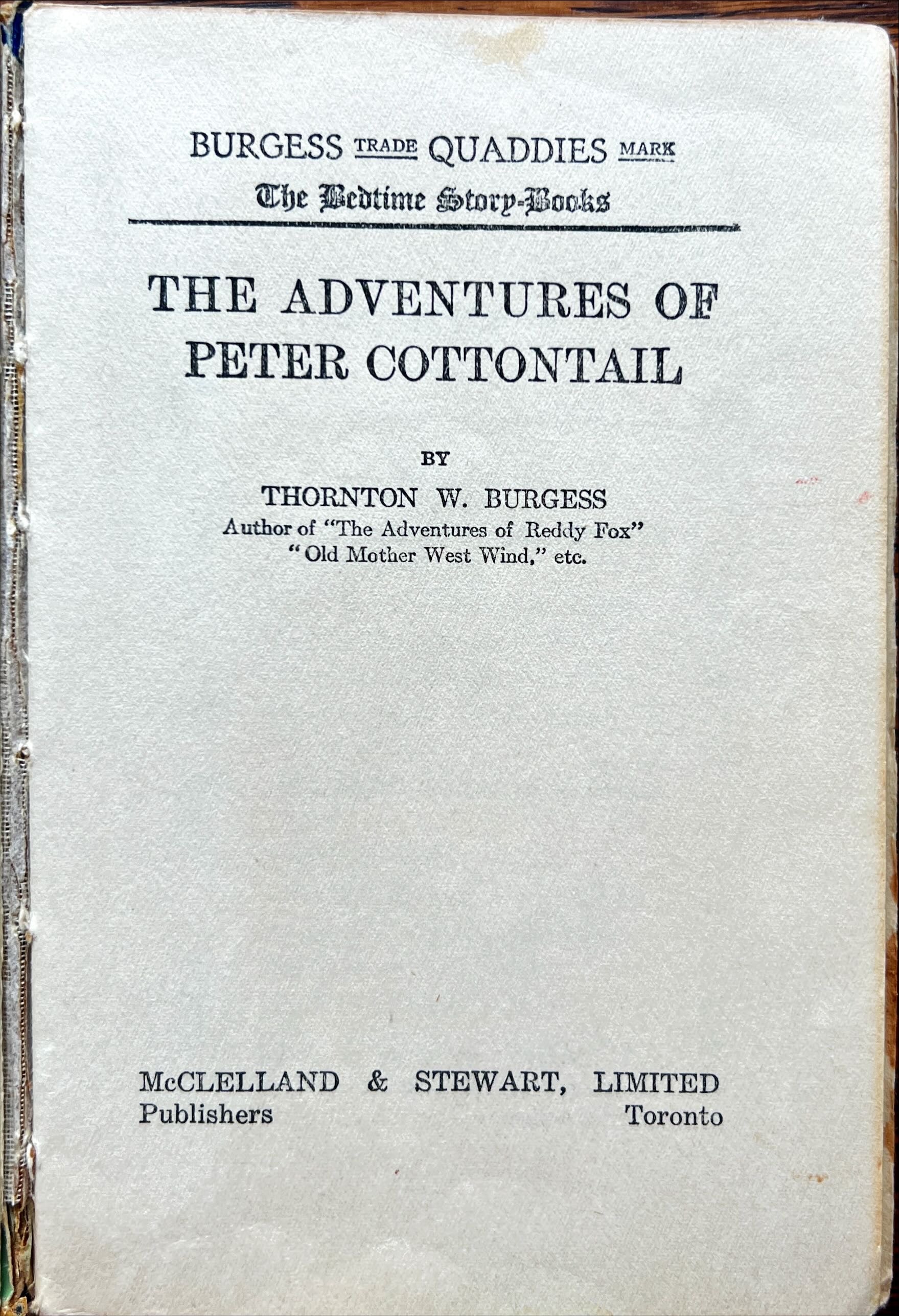 Book, Children, Thornton W. Burgess, The Adventures of Peter Cottontail, Inside view