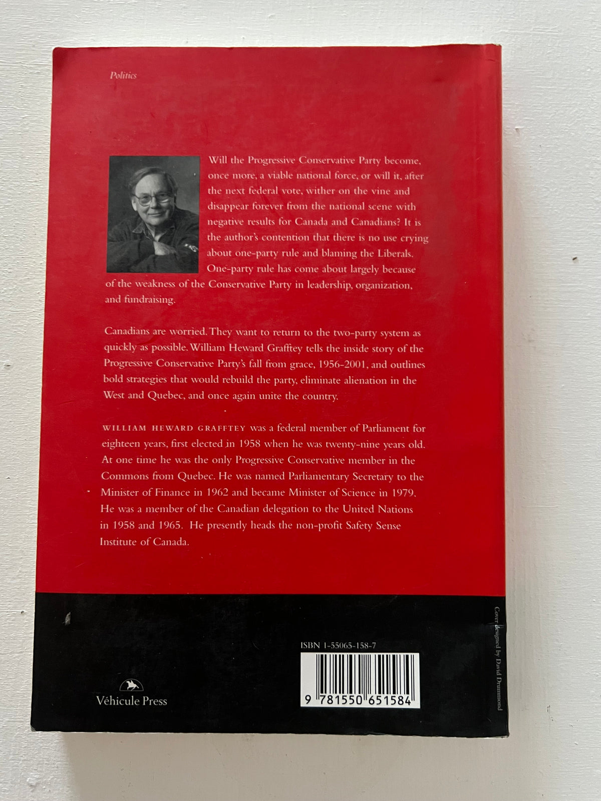 Book, Canada, Politics, William Heward Grafftey, Democracy Challenged: How to End One-Party Rule in Canada, Back view