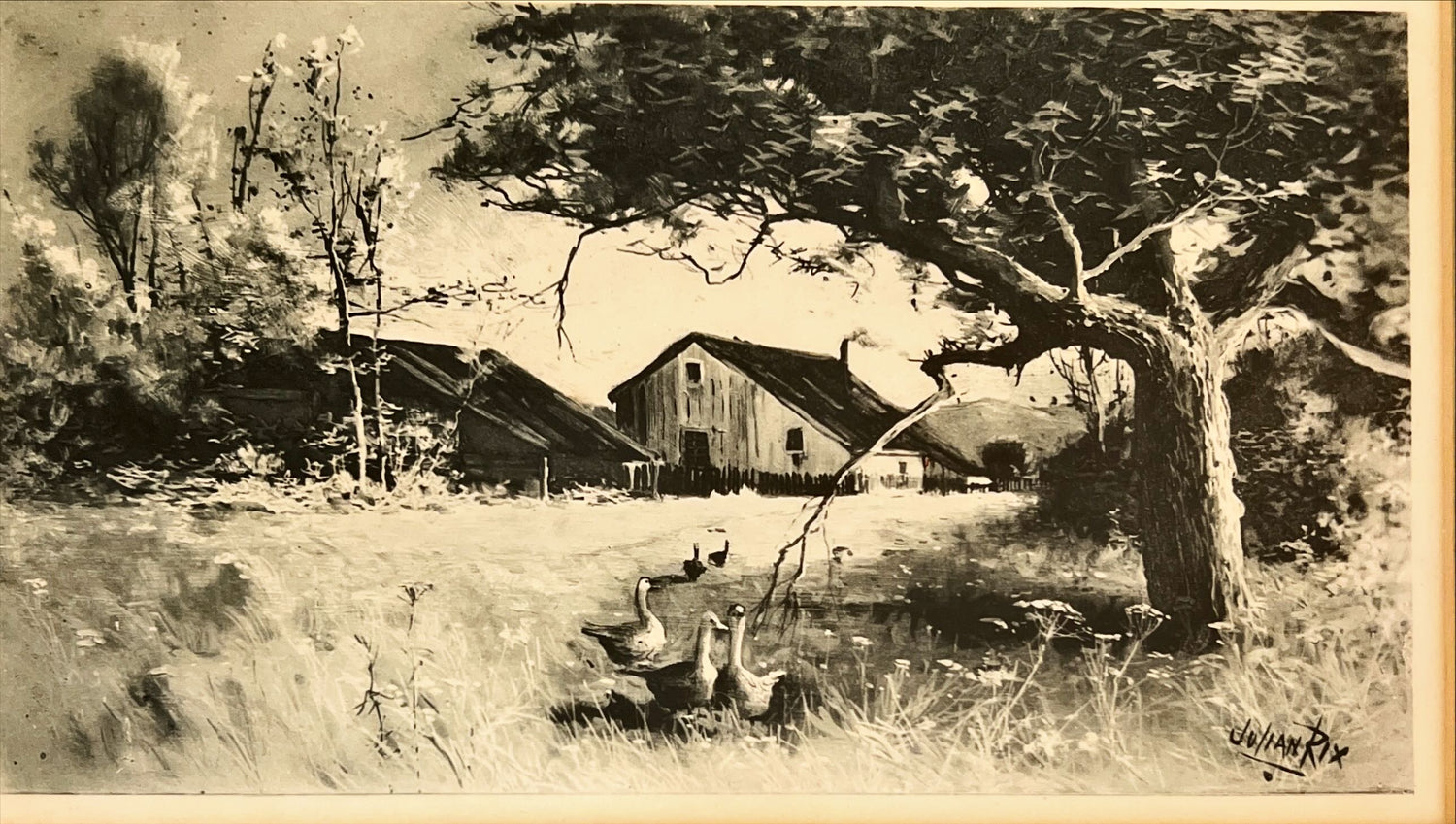 Print, Landscape, Farm, Julian Rix, Art view