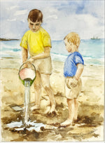 Mixed Media painting, Figures S.H. Greenwood, Art view