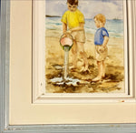 Mixed Media painting, Figures S.H. Greenwood, Damage view
