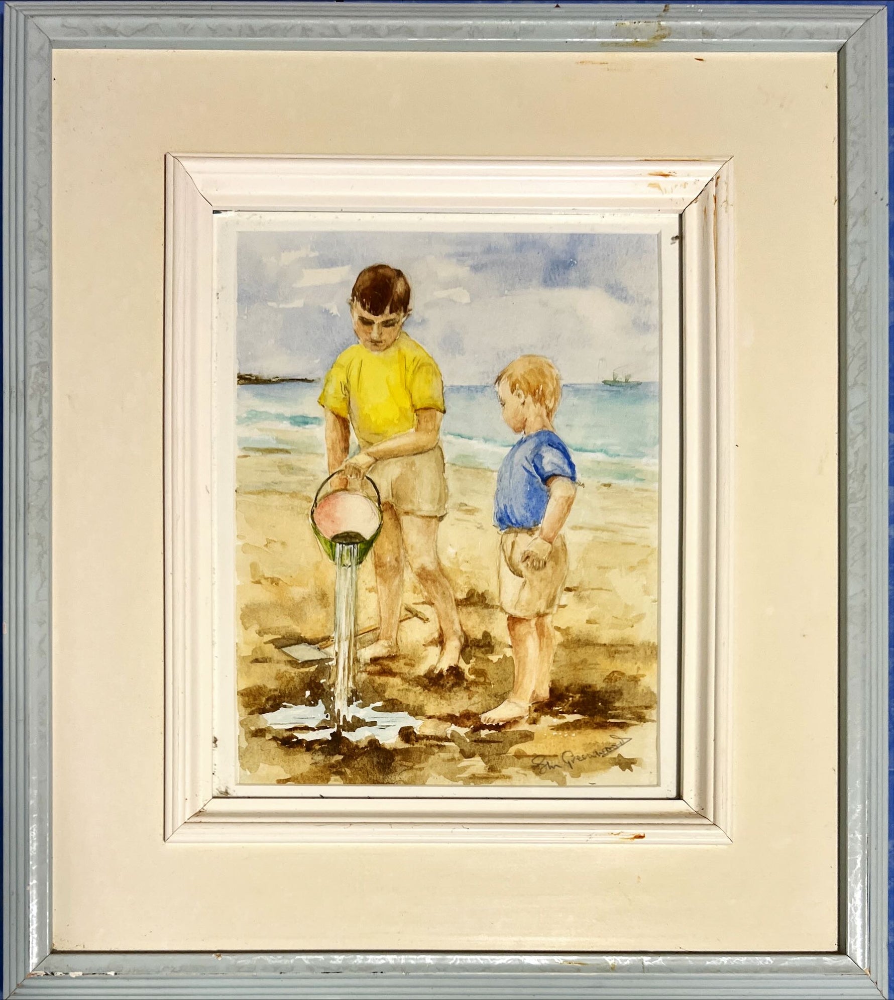 Mixed Media painting, Figures S.H. Greenwood, Front view