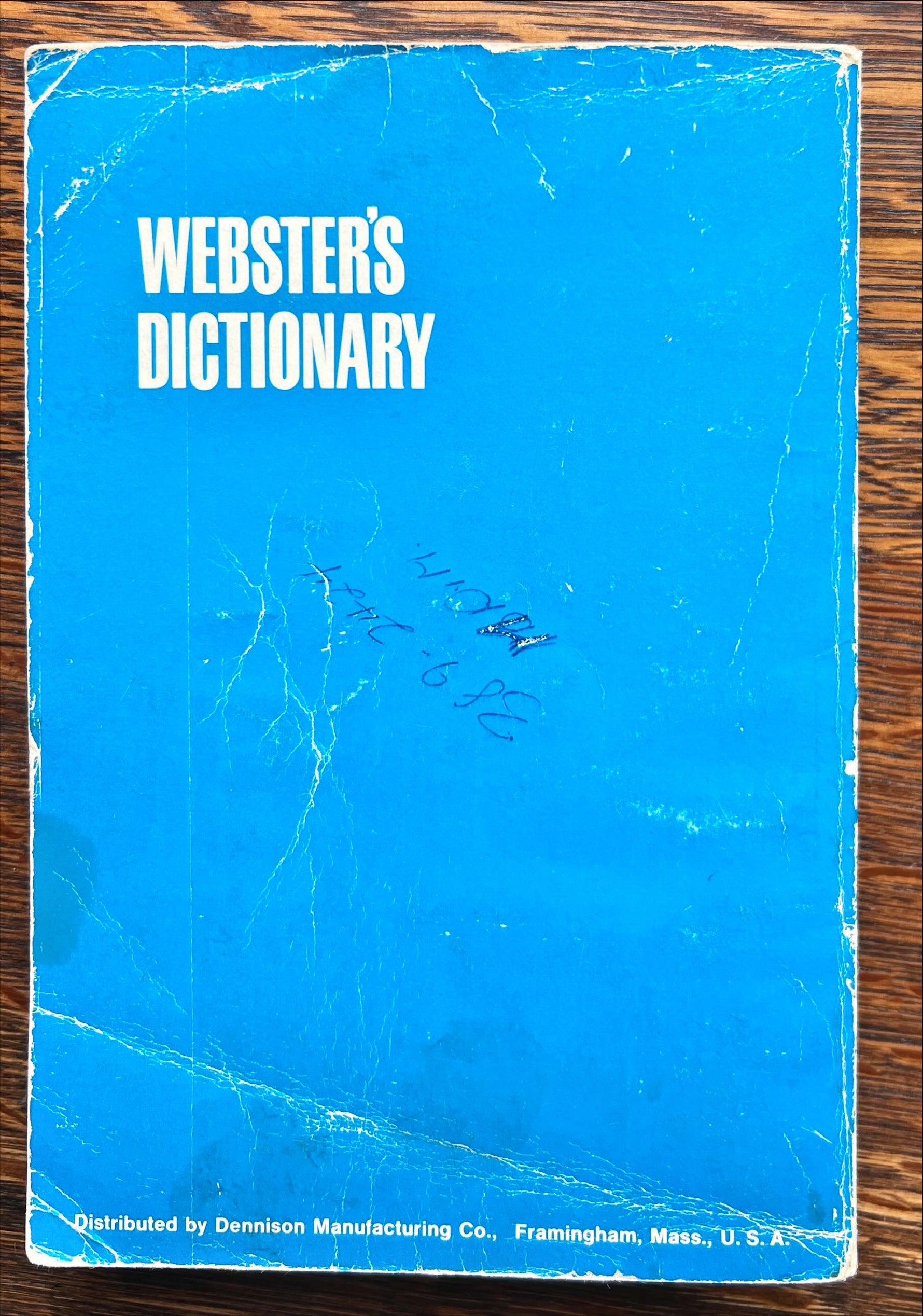 Book, Dictionary, Education, Ed. John Gage Allee, Webster’s Dictionary (Over 5000 Entries), Back view