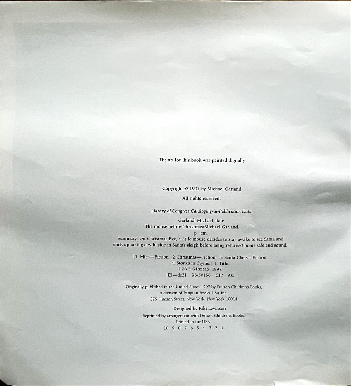 Book, Children, Michael Garland, The Mouse Before Christmas, Inside view