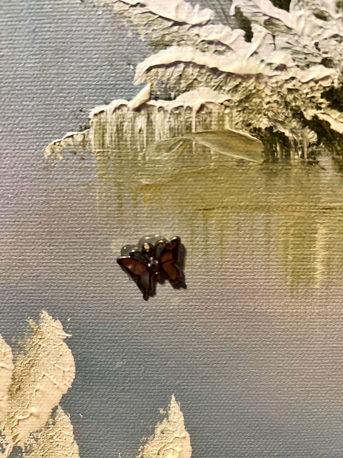Oil painting, Winterscape Buthe, Damage1 view