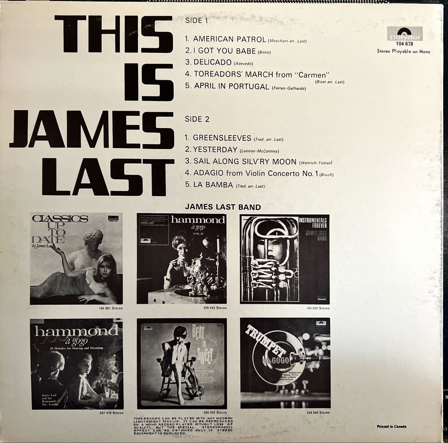 Vinyl record, Pop James Last, Back view
