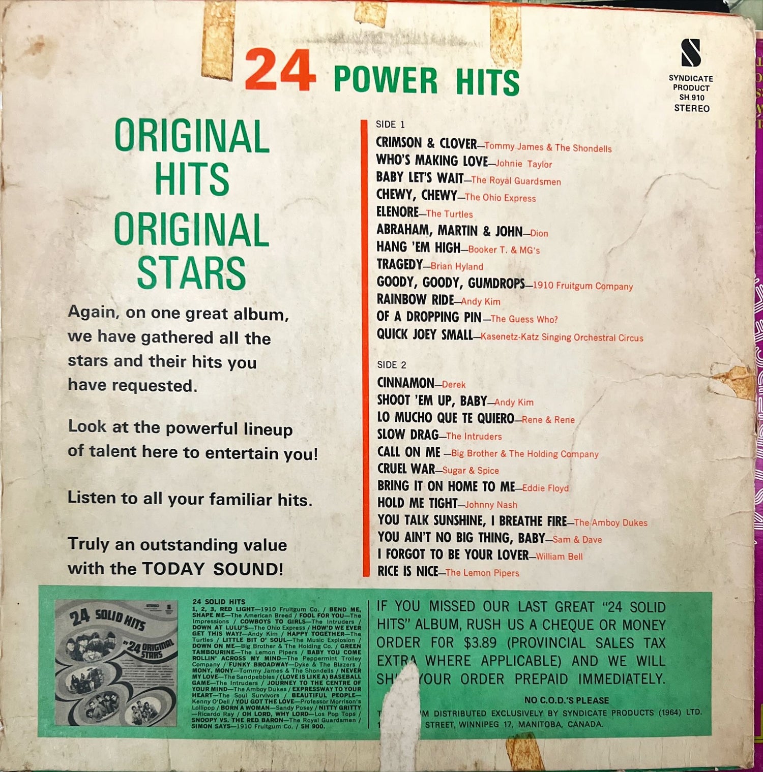 Vinyl record, Pop Various Artists, Back view