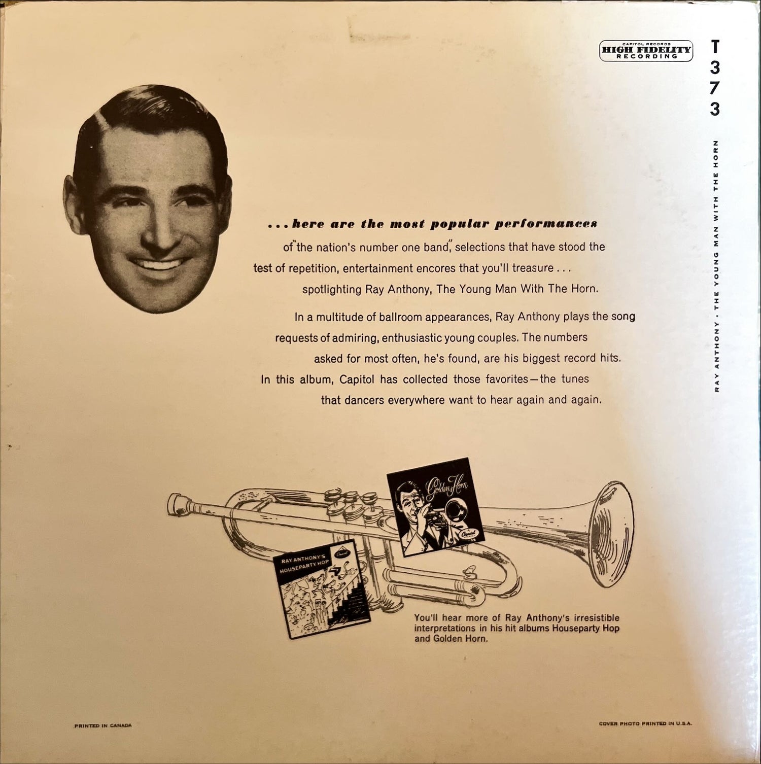 Vinyl record, Jazz Ray Anthony, Back view