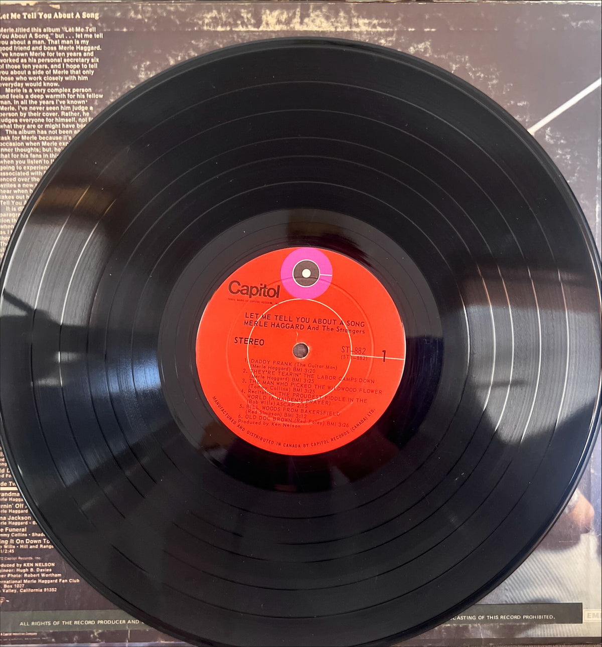 Vinyl record, Country Merle Haggard and The Strangers, Side view