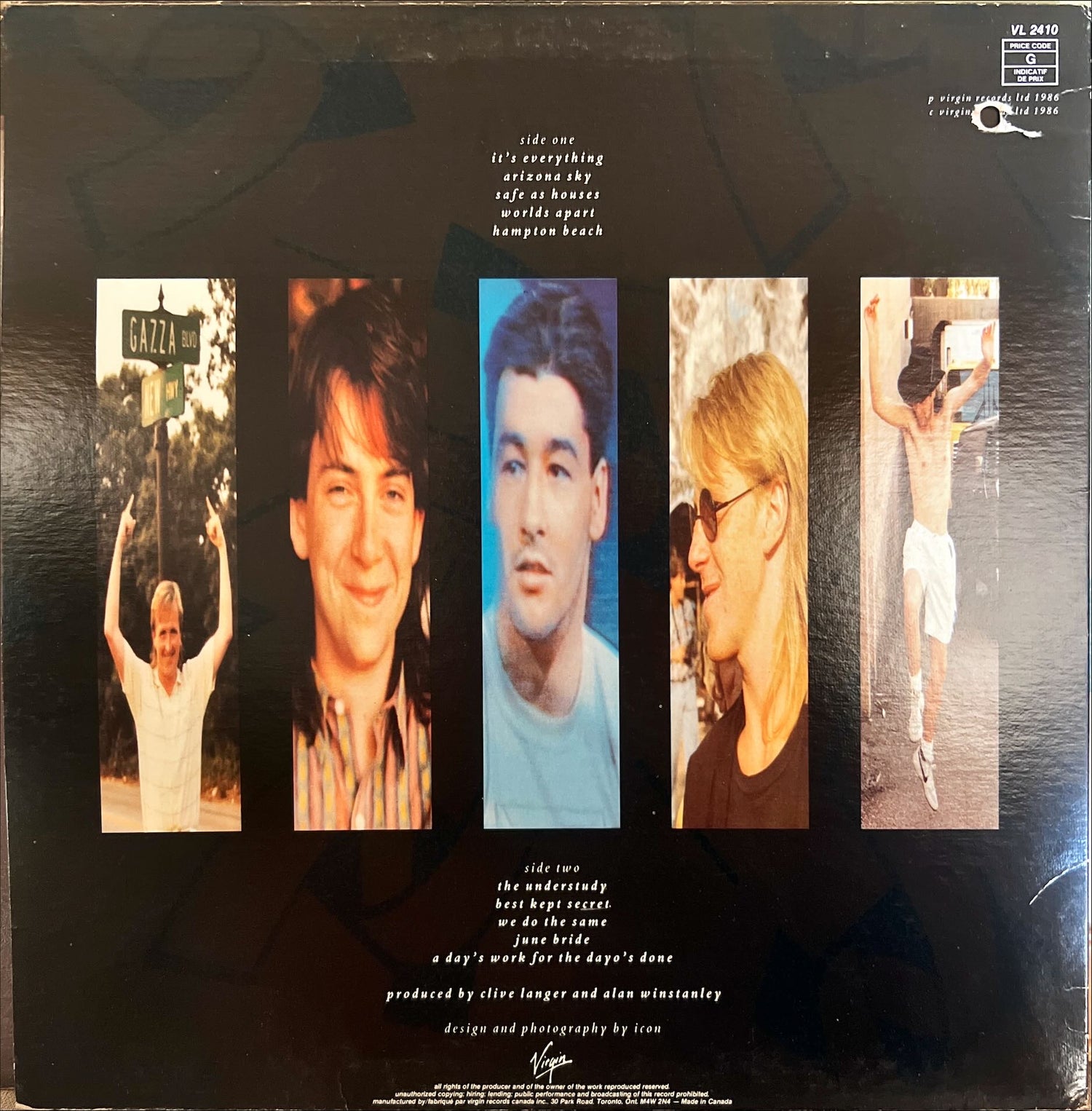 Vinyl record, Pop China Crisis, Back view