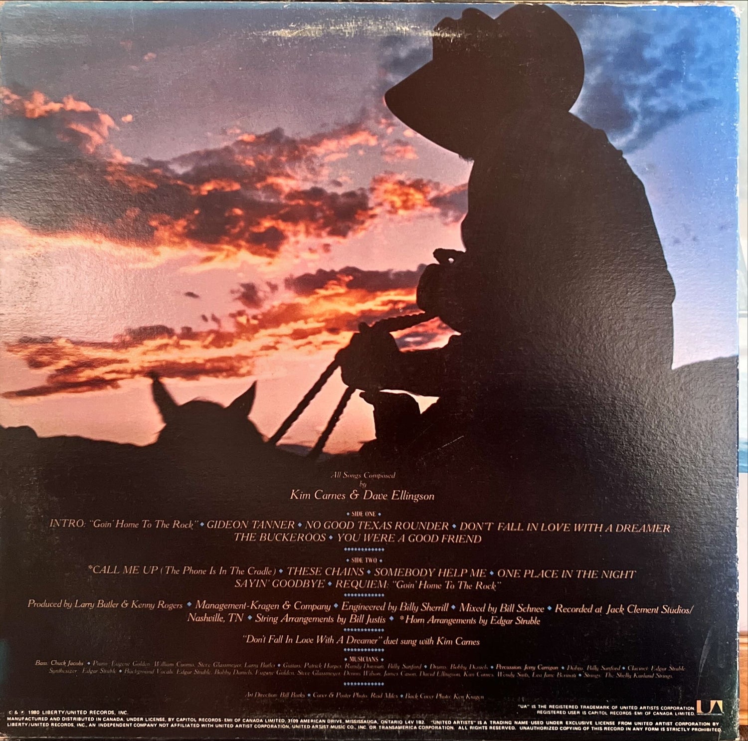 Vinyl record, Country Kenny Rogers, Back view