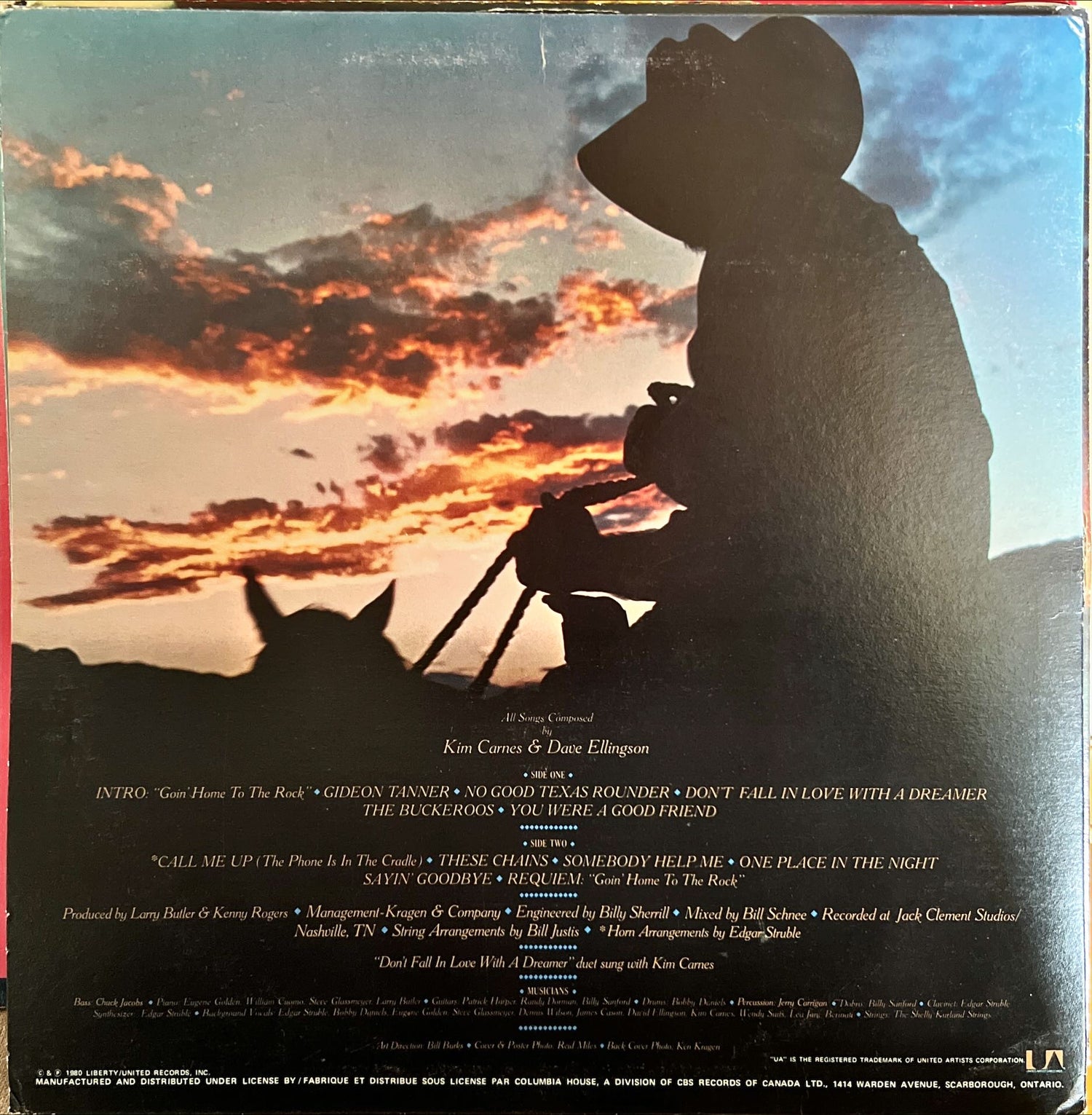 Vinyl record, Country Kenny Rogers, Back view