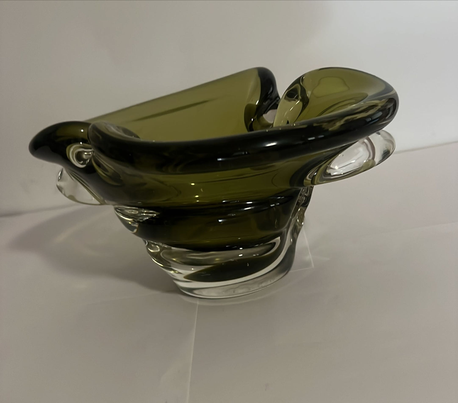 Home, Glassware, Cool Green Art Glass Ashtray/Dish, Front view