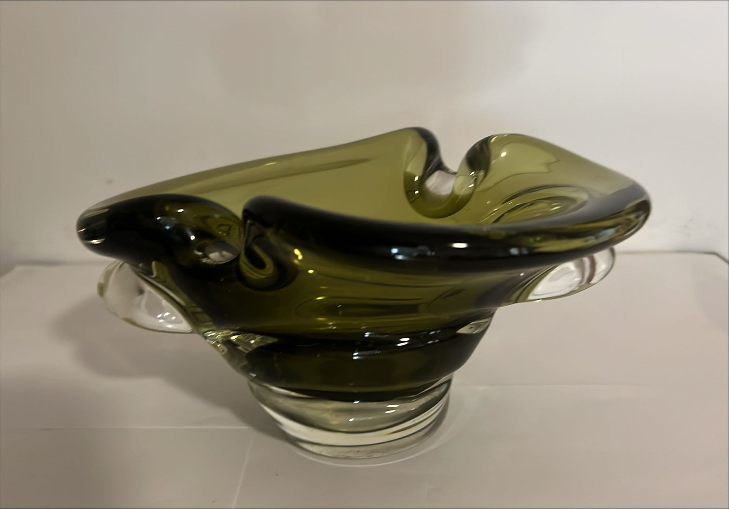 Home, Glassware, Cool Green Art Glass Ashtray/Dish, Front view