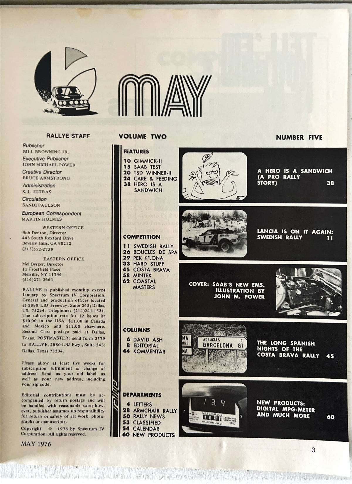 Magazine, Auto, Transport, , Rallye Magazine, Vol. 2 No. 5, May 1976., Inside view