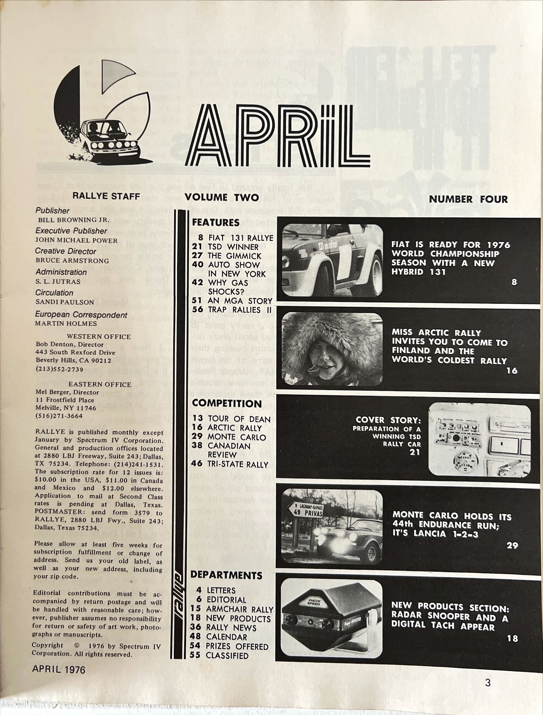 Magazine, Auto, Transport, , Rallye Magazine, Vol. 2 No. 4, April 1976., Inside view