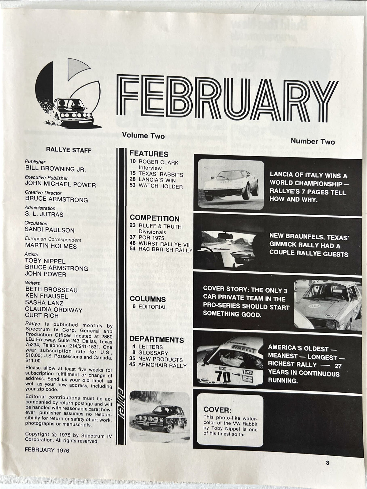 Magazine, Auto, Transport, , Rallye Magazine, Vol. 2 No. 2, Feb. 1976, Inside view