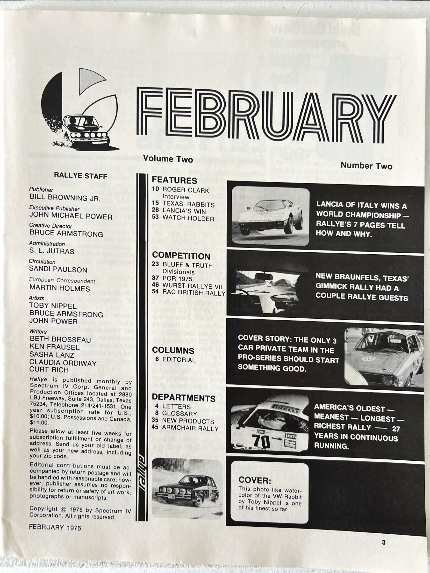 Magazine, Auto, Transport, , Rallye Magazine, Vol. 2 No. 2, Feb. 1976, Inside view