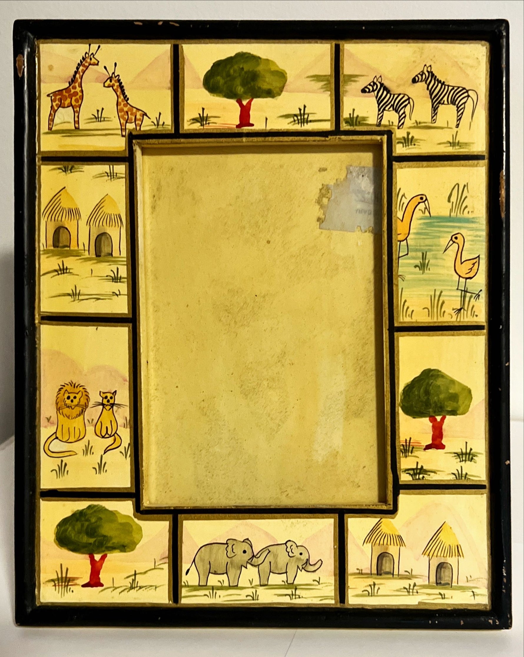 Home, Picture frame, Cute Picture Frame with Giraffes, Elephants, Birds, Trees,  and Huts, Cover view