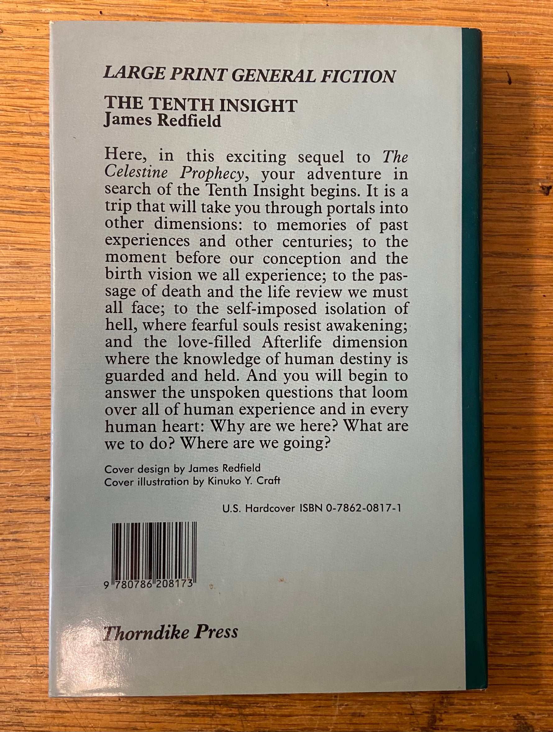 Book, Fiction, James Redfield, The Tenth Insight: Holding the Vision, Back view