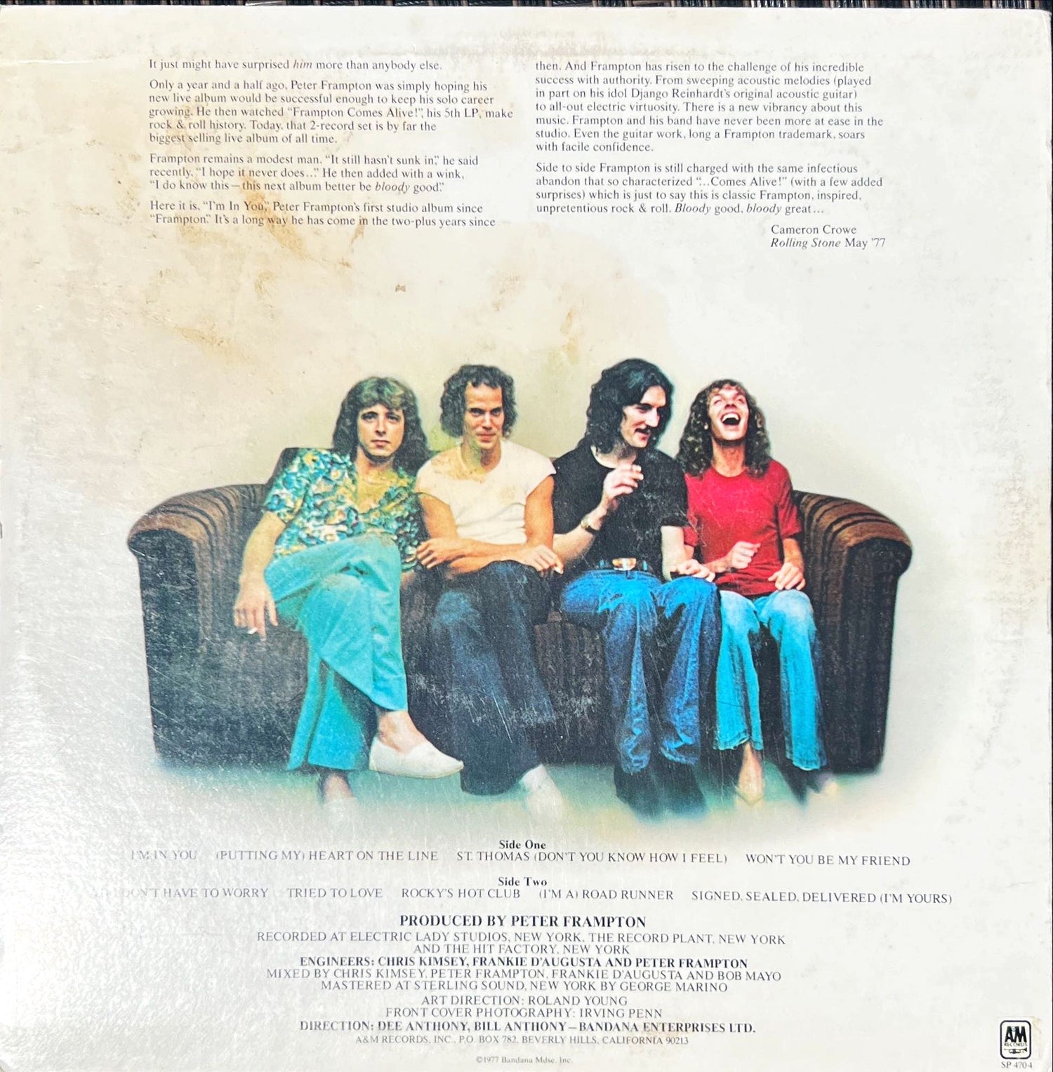 Vinyl record, Rock Peter Frampton, Back view