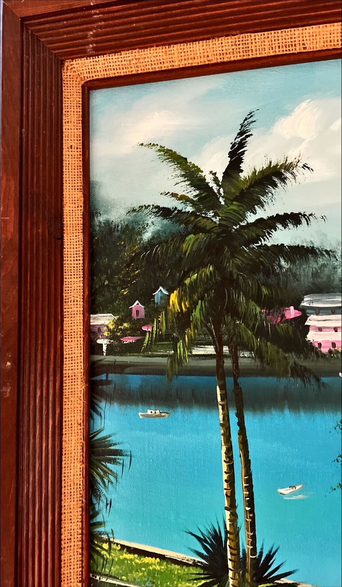 Mixed Media painting, Seascape Unknown Artist, Damage view