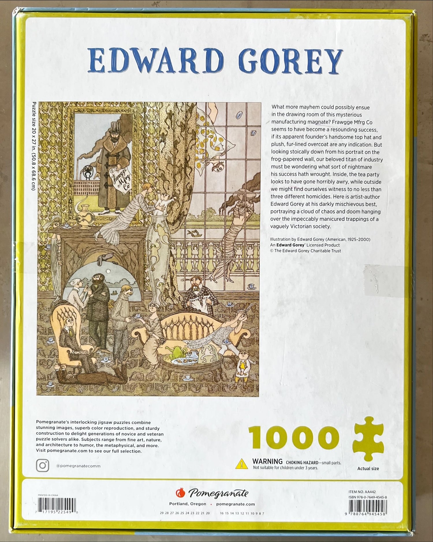 Game, Puzzle, Board game, 1000 Piece Pomegranate Artpiece Puzzle with Art by Edward Gorey, Edward Gorey, Front view