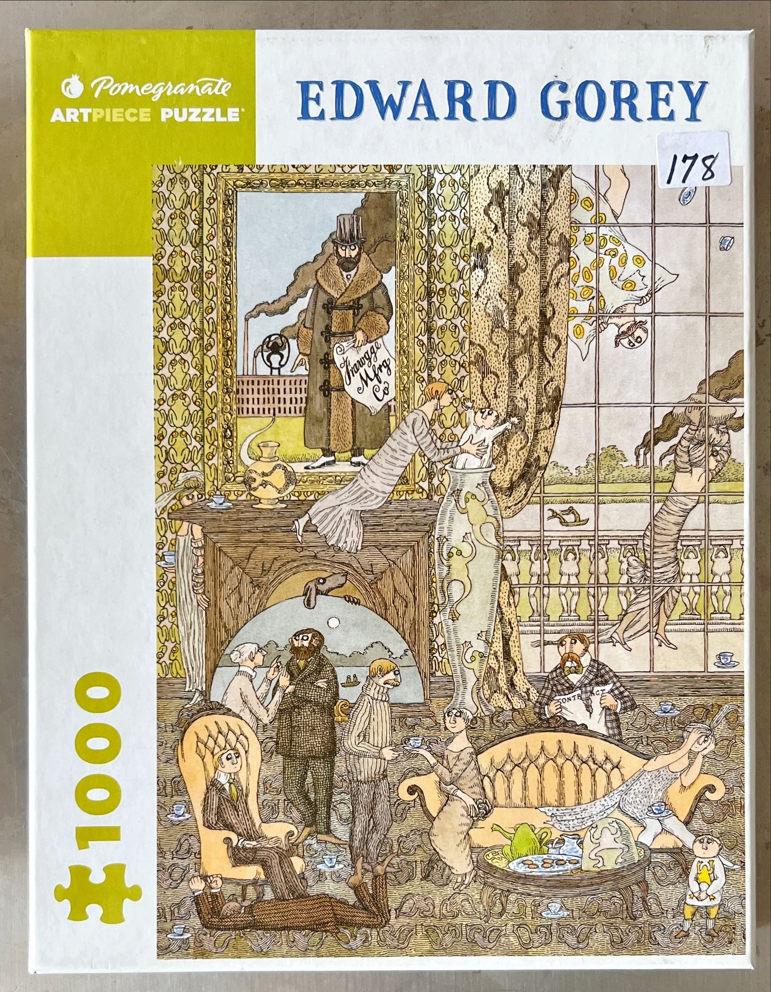 Game, Puzzle, Board game, 1000 Piece Pomegranate Artpiece Puzzle with Art by Edward Gorey, Edward Gorey, Front view