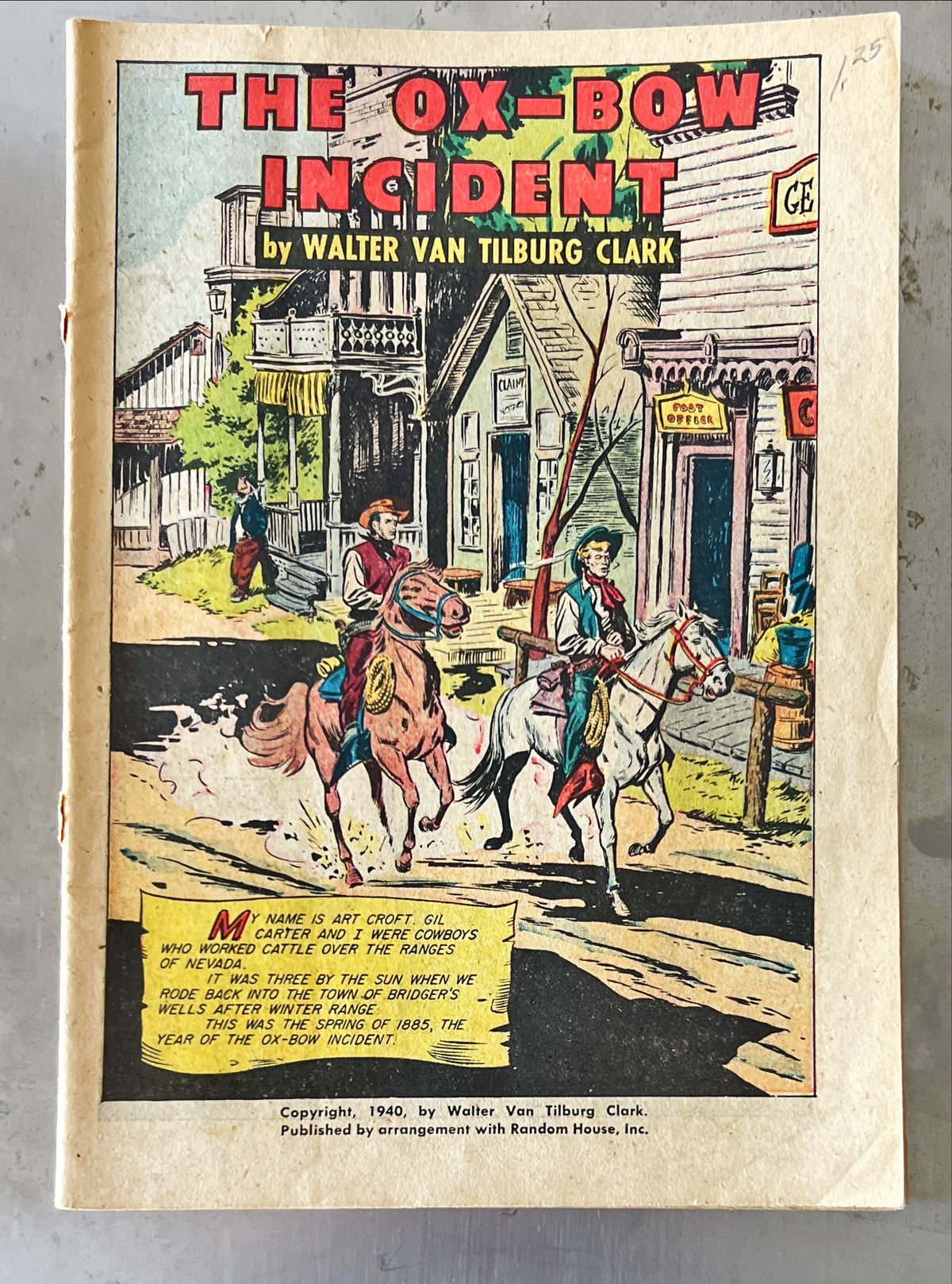 Comic, Collectibles, Walter Van Tilburg Clark, The Ox-Bow Incident (Comics Illustrated) – Missing Cover, Front view