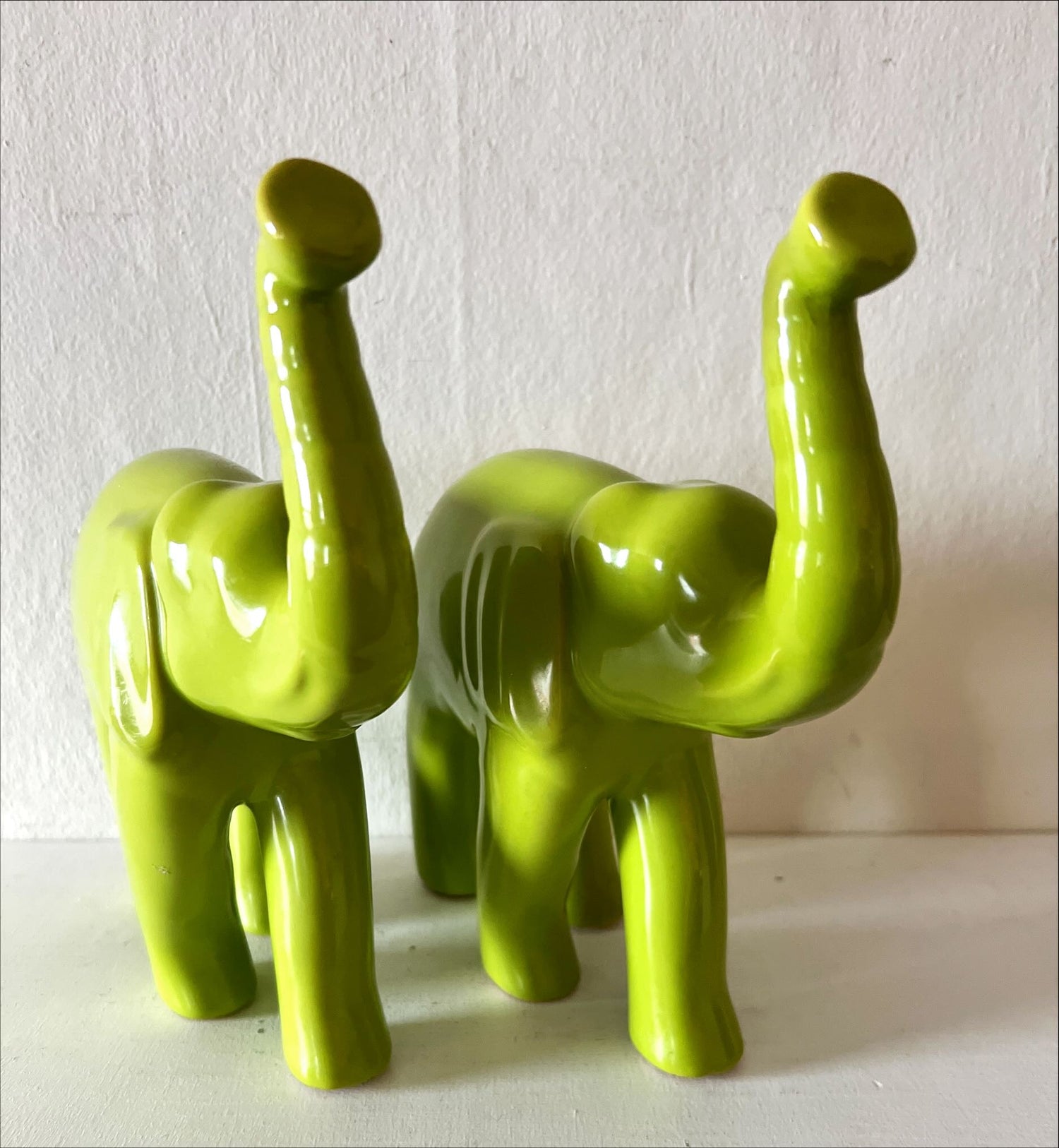 Home, Figurine, Two Green Elephant Figurines, Front view