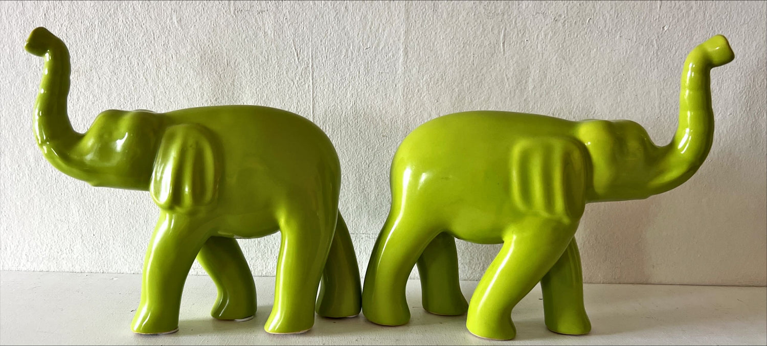 Home, Figurine, Two Green Elephant Figurines, Front view