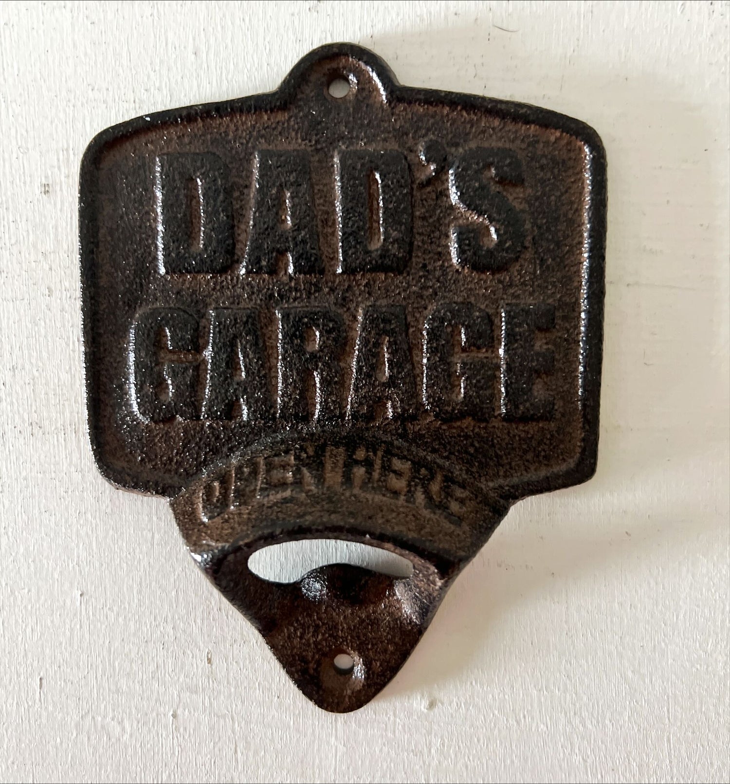 Home, Kitchenware, Bottle opener, Dad’s Garage Cast Bottle Opener Wall Hanging, Front view