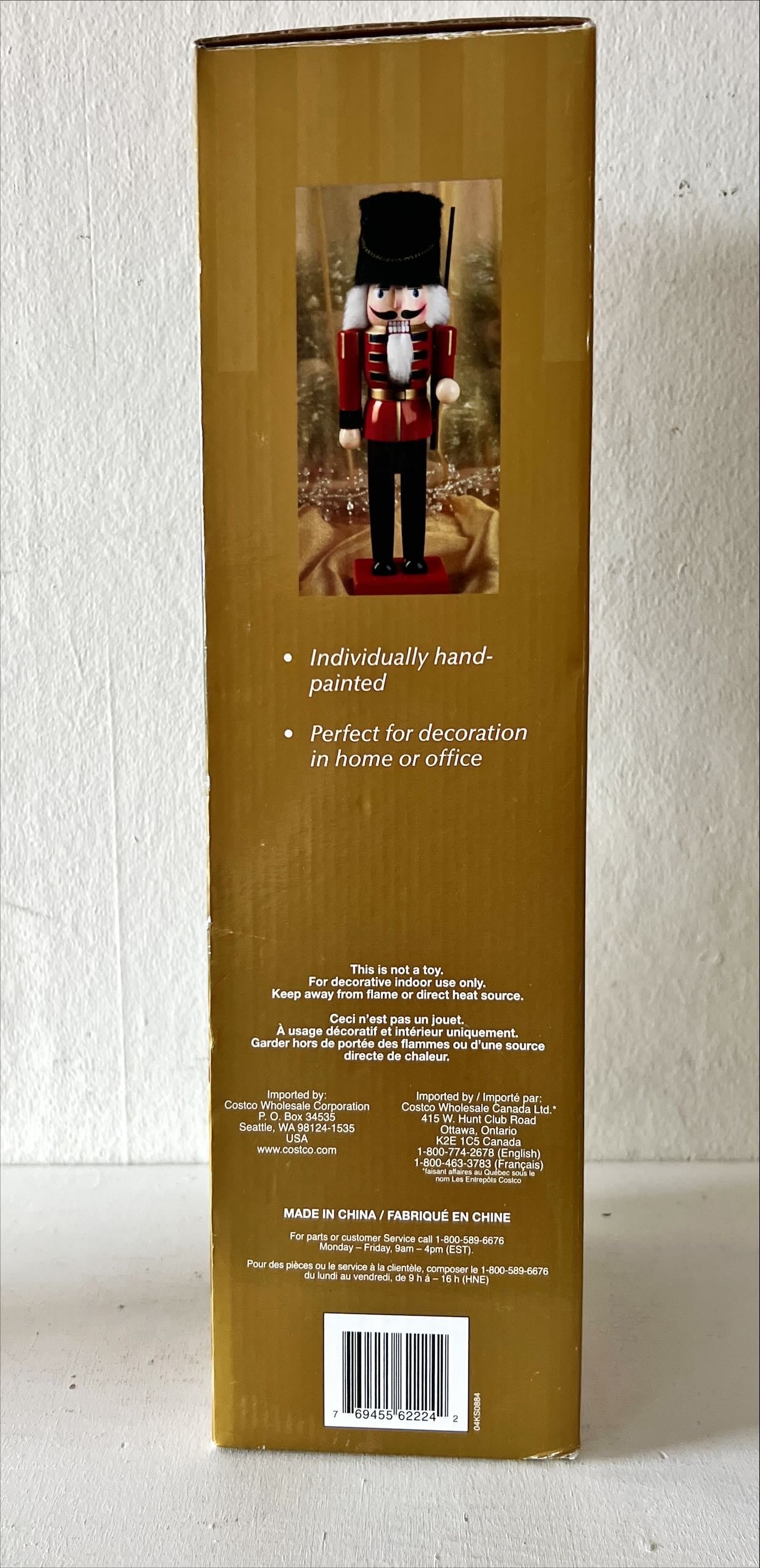 Home, Figurine, Wooden Nutcracker in Box, Kirkland Signature, Front view