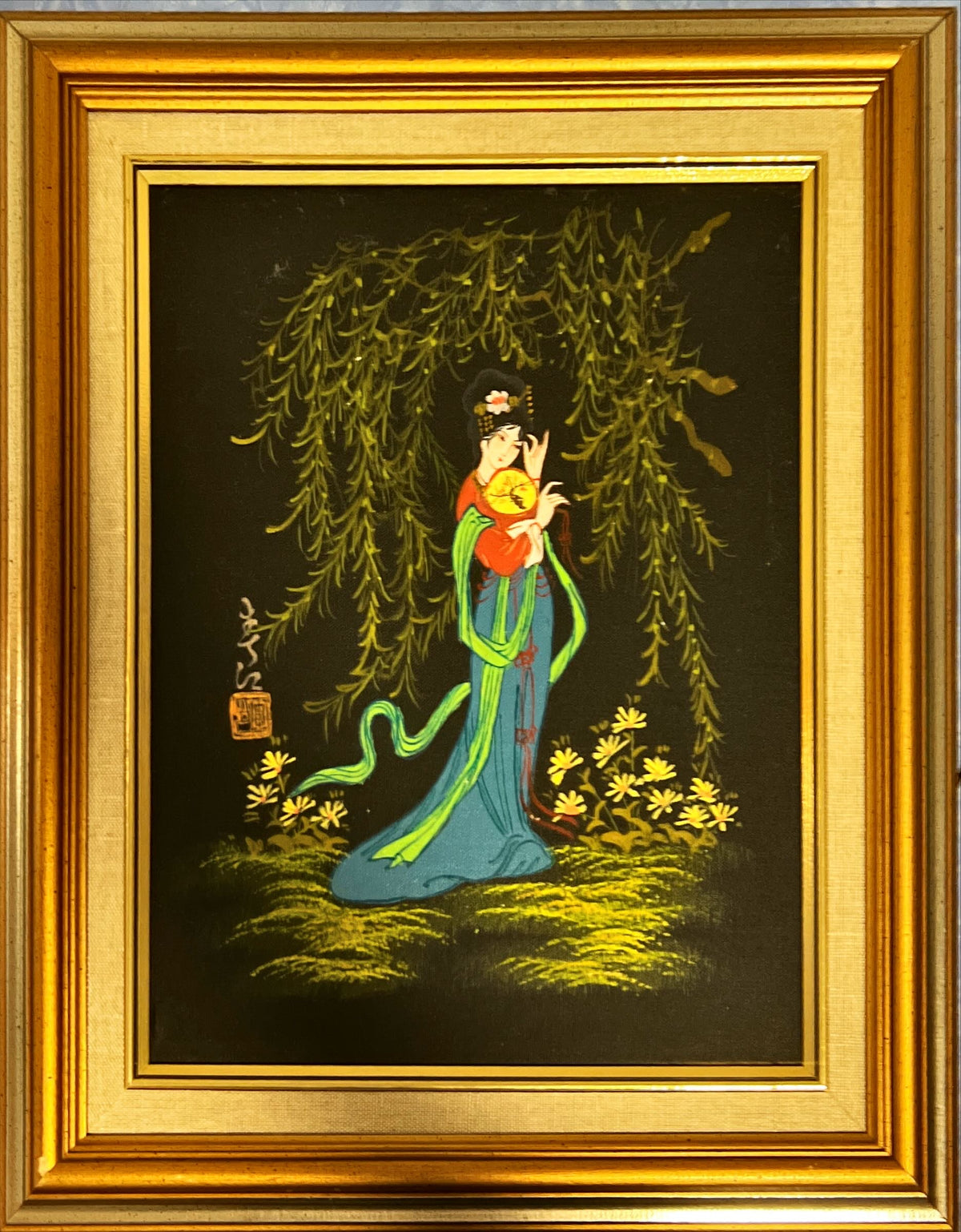 Mixed Media painting, Figures Unknown Artist, Front view