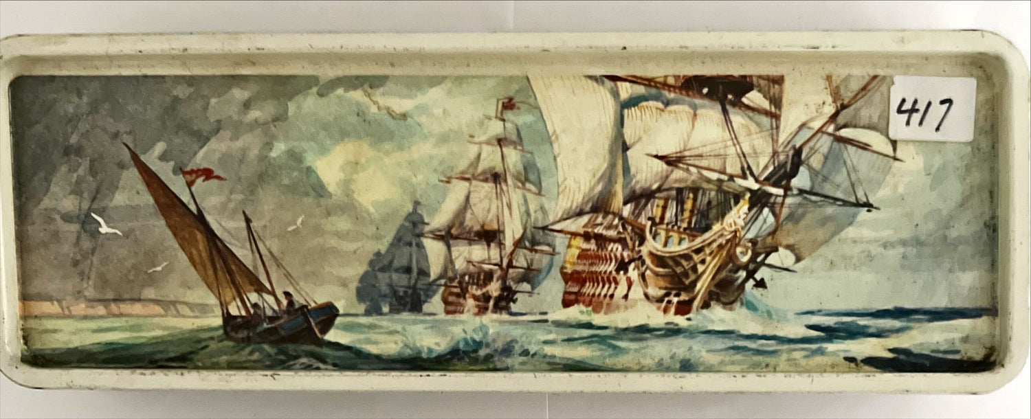 Home, Box, Storage, Vintage Ship Tin, Top view