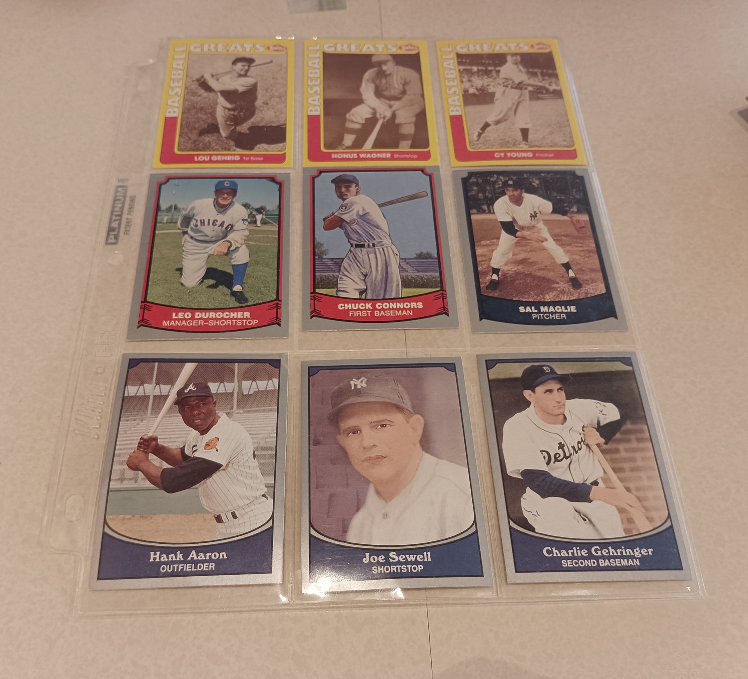 Card, Lots of 9 baseball greats and legend Cards mint, Unknown Artist, Front view
