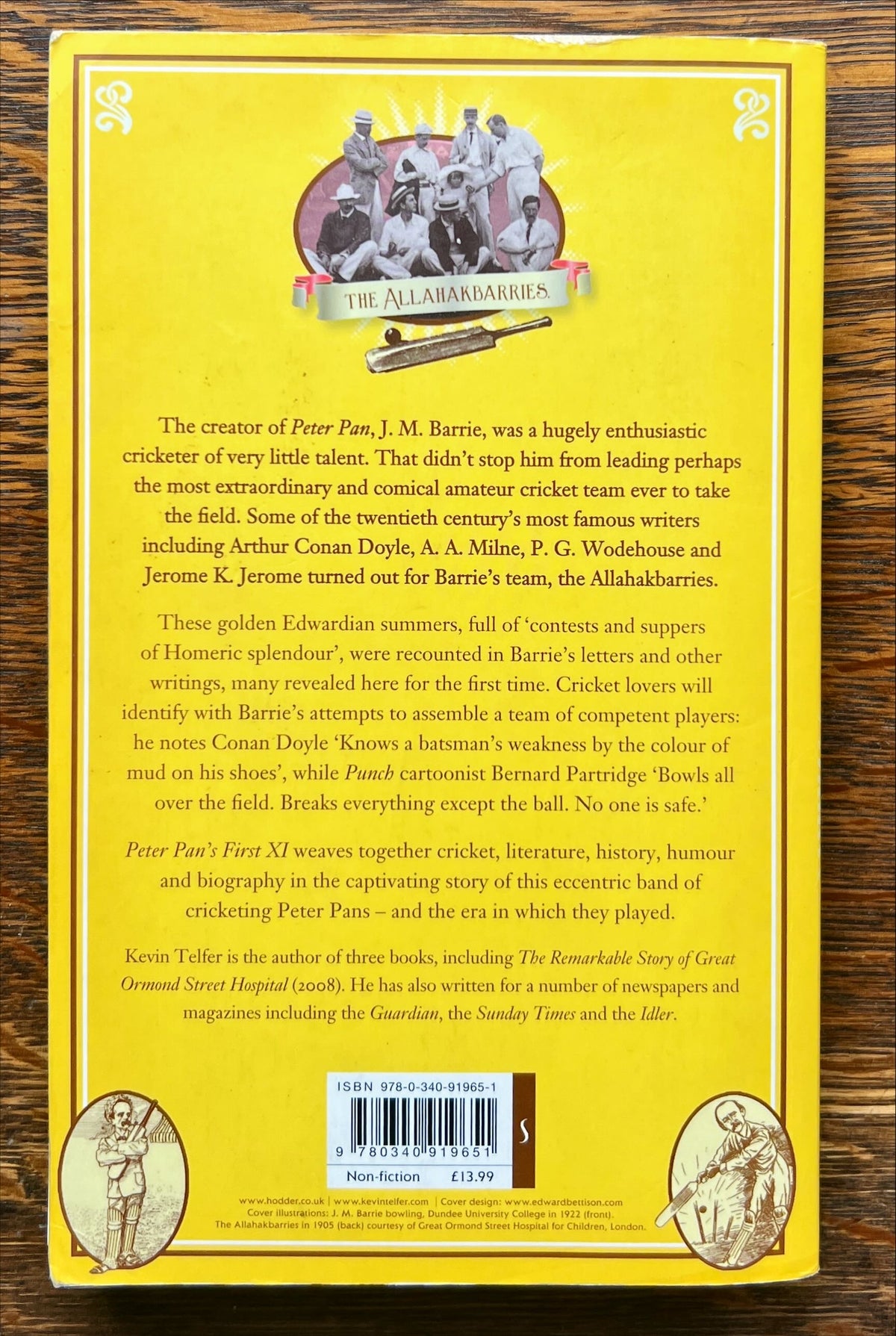 Book, Fiction, Kevin Telfer, Peter Pan’s First XI, Back view